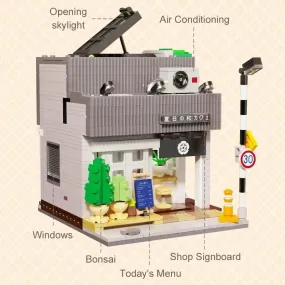 1116PCS City Japanese Summer Restaurant Cafe Building Blocks Street View Model Bricks With Light Toys Kids DIY Toys Holiday Gift