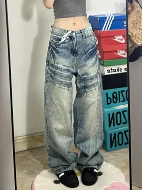 Back To School Joskaa Vintage Harajuku Jeans Pants Women Y2k Streetwear Oversize Make Old Style Korean High Waist Denim Trouser Hip Hop Slacks