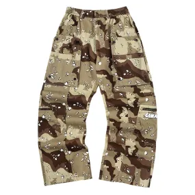 Beautiao camo Glacier Print loose-fitting slacks with removable pockets