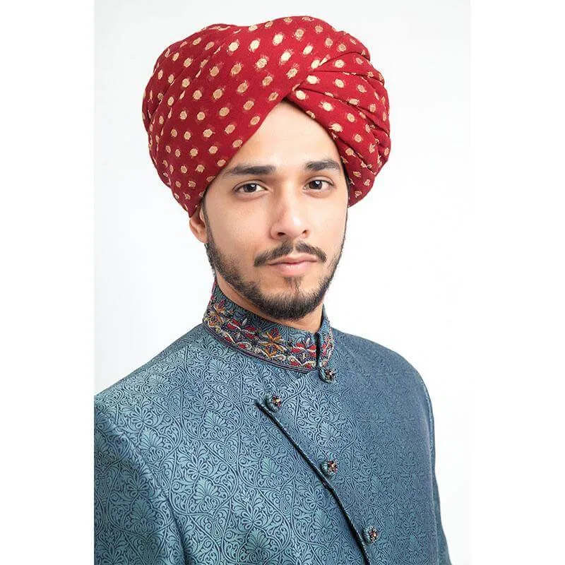Black and Peppermint Brocade Silk Form Fitted Sherwani