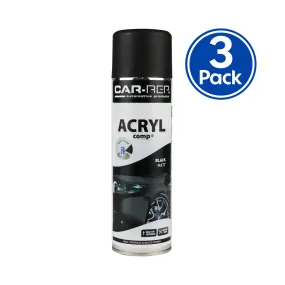 CAR-REP Professional Automotive Matt Acrylic Aerosol 500ml Black x 3 Pack