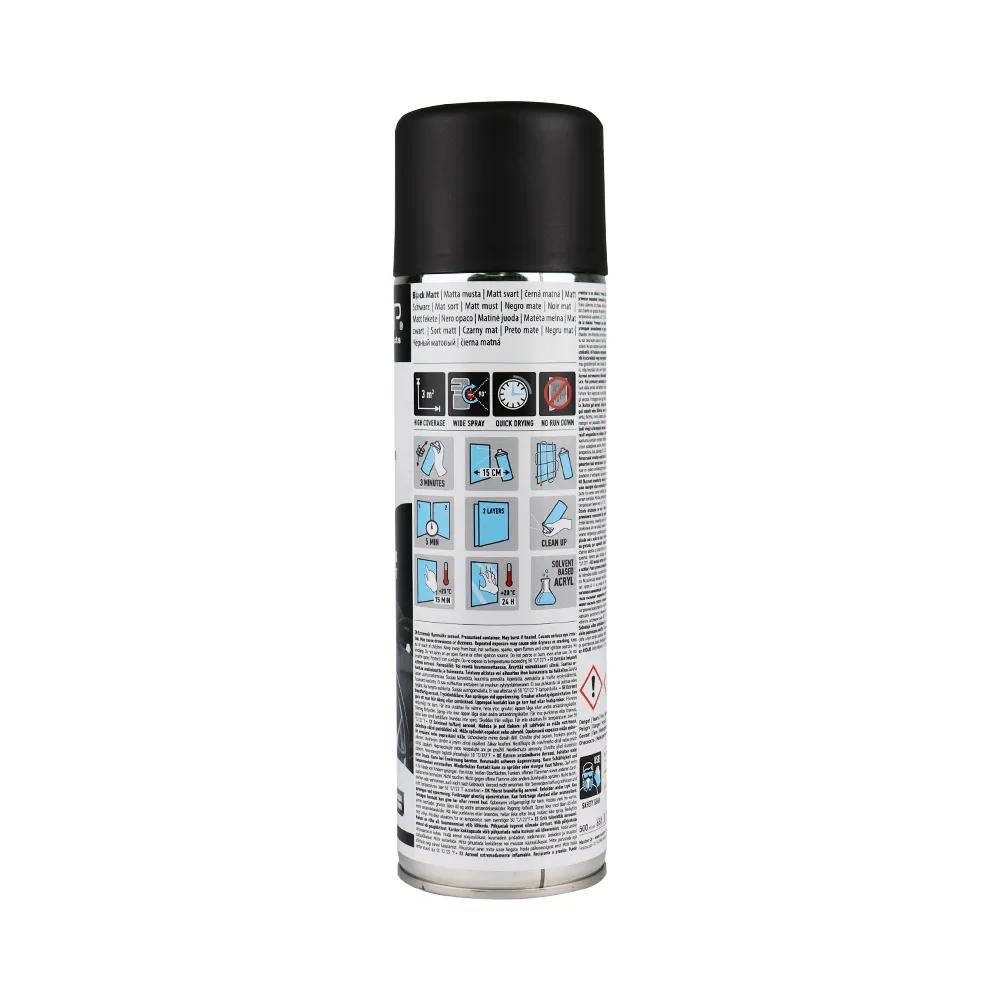 CAR-REP Professional Automotive Matt Acrylic Aerosol 500ml Black x 3 Pack
