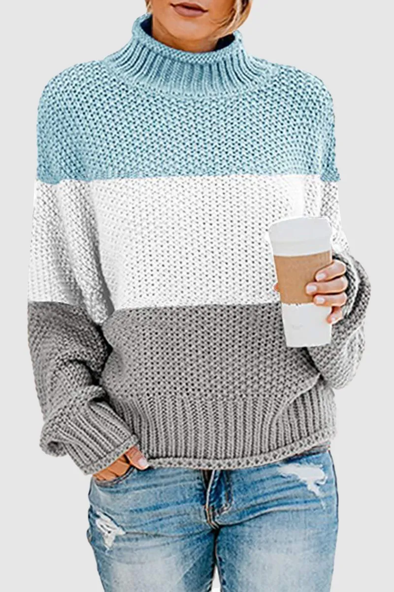 Casual & Stylish Patchwork Contrast Turtleneck Sweaters(7 Colors)