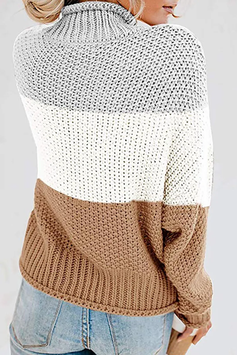 Casual & Stylish Patchwork Contrast Turtleneck Sweaters(7 Colors)