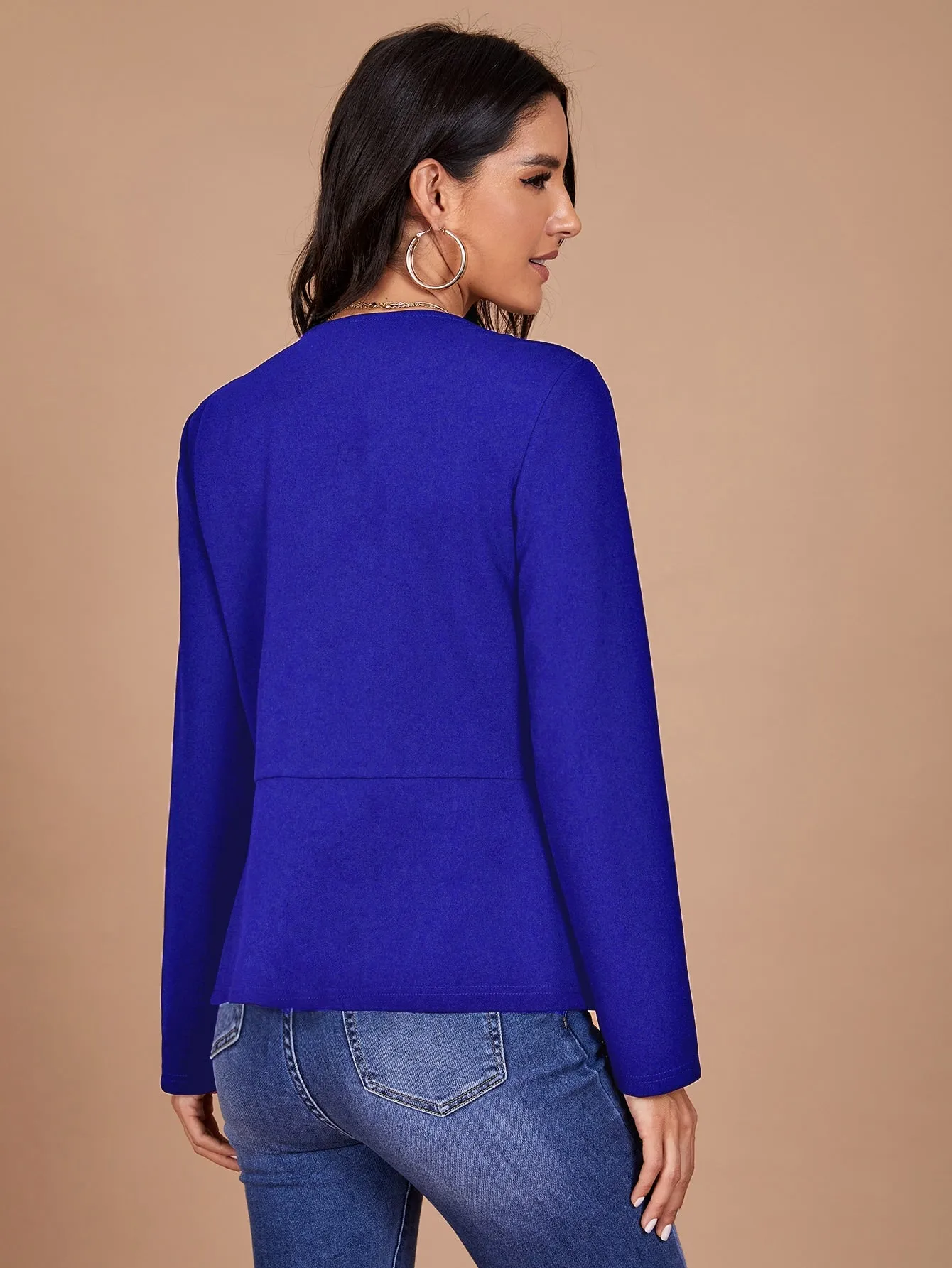 Clasi Open Front Solid Blazer