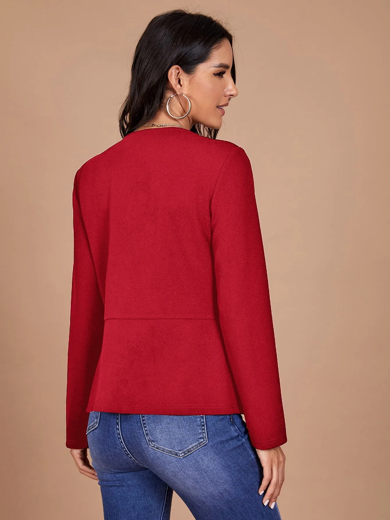 Clasi Open Front Solid Blazer