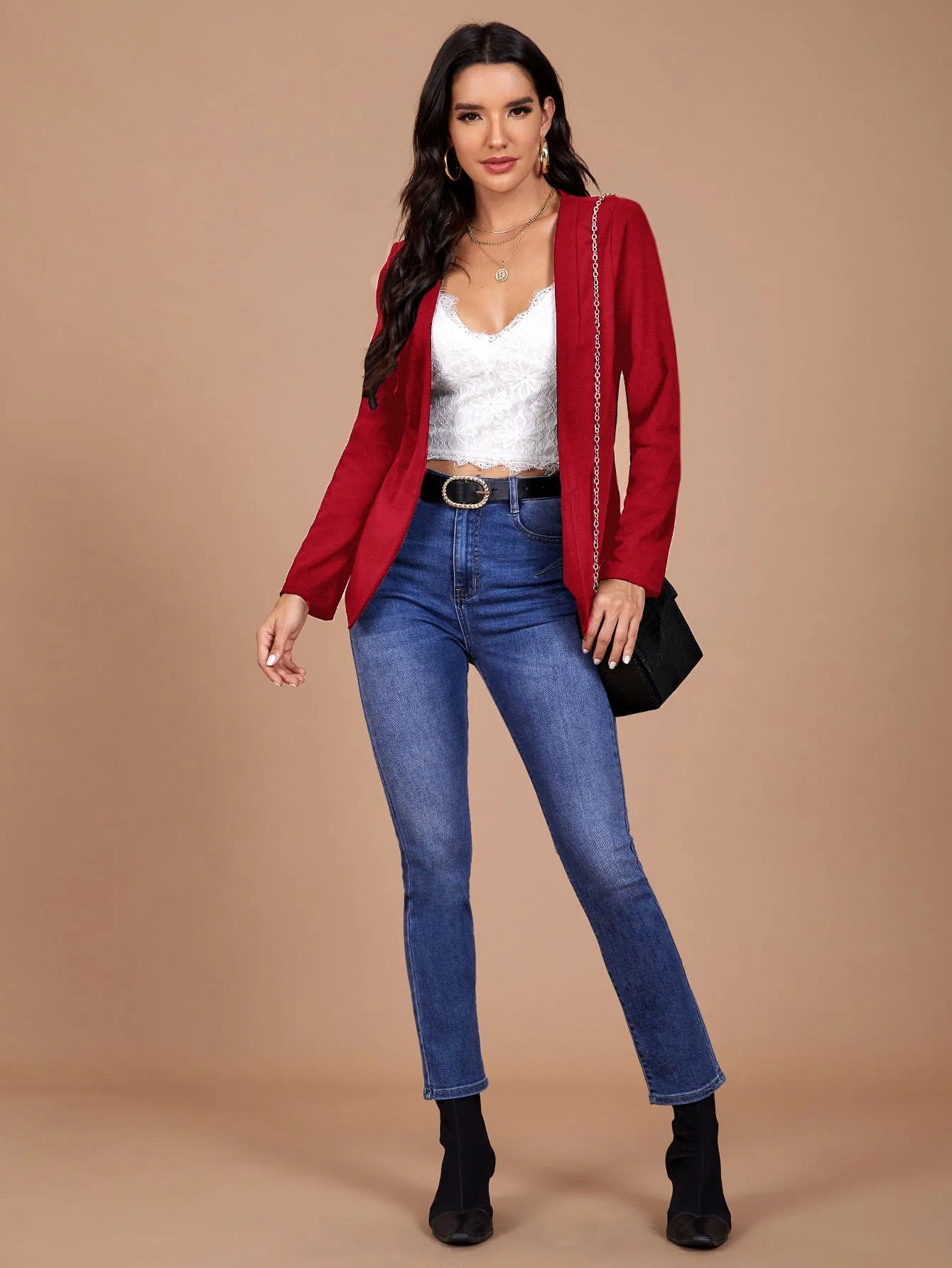 Clasi Open Front Solid Blazer