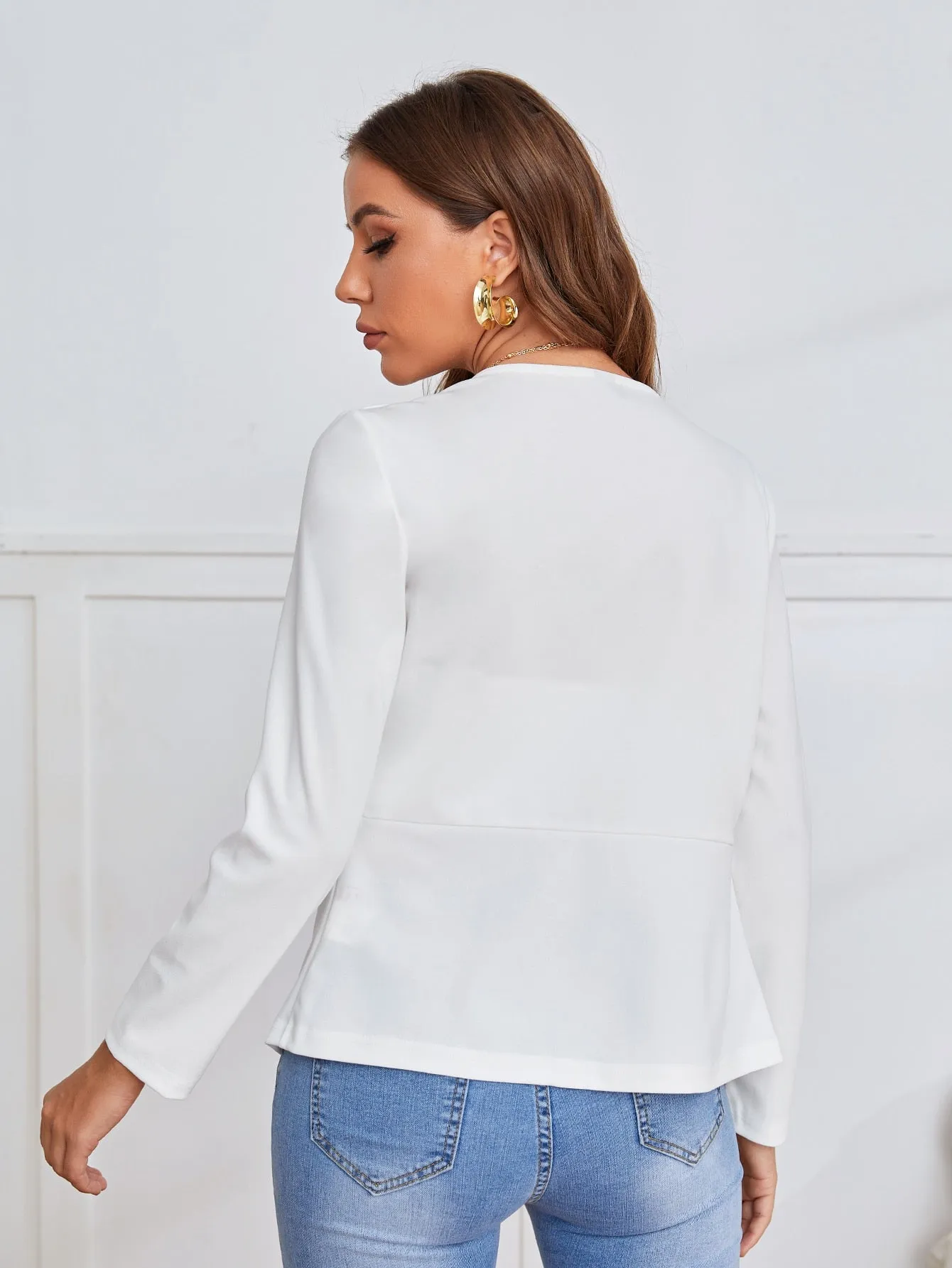 Clasi Open Front Solid Blazer