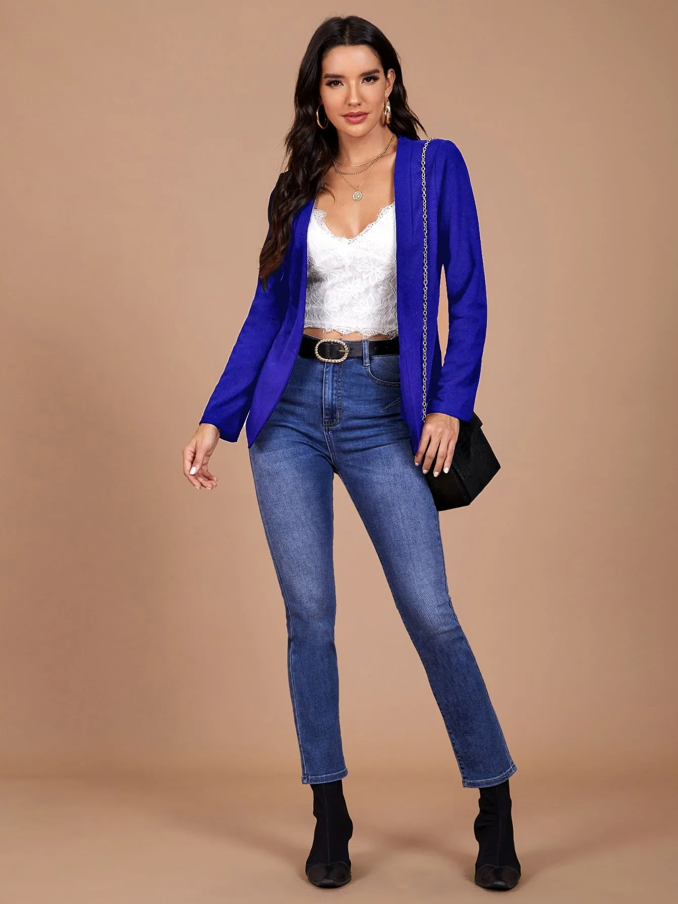 Clasi Open Front Solid Blazer