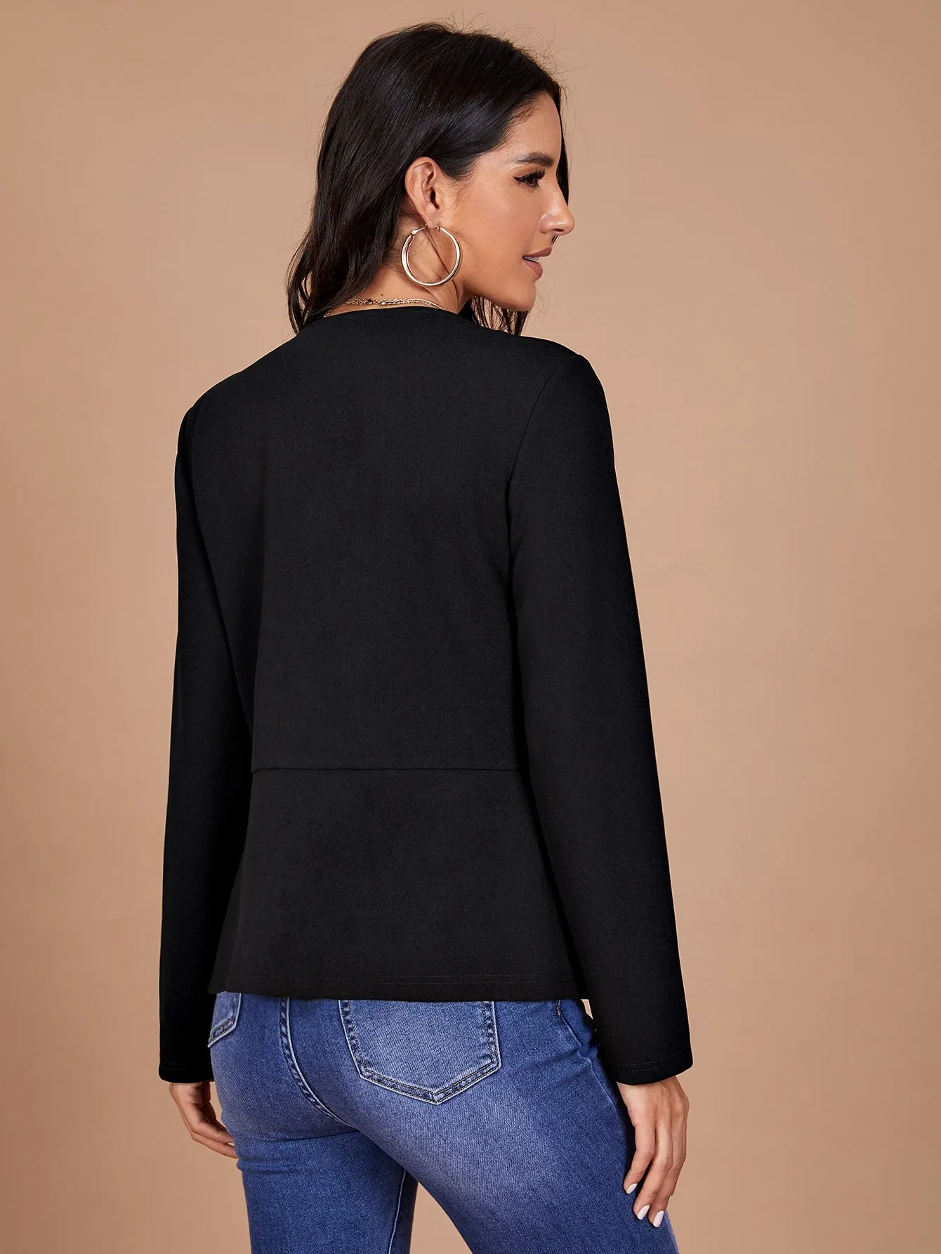 Clasi Open Front Solid Blazer