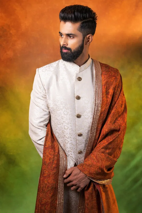 DESIGNER SHERWANI OUTFIT IN BEIGE
