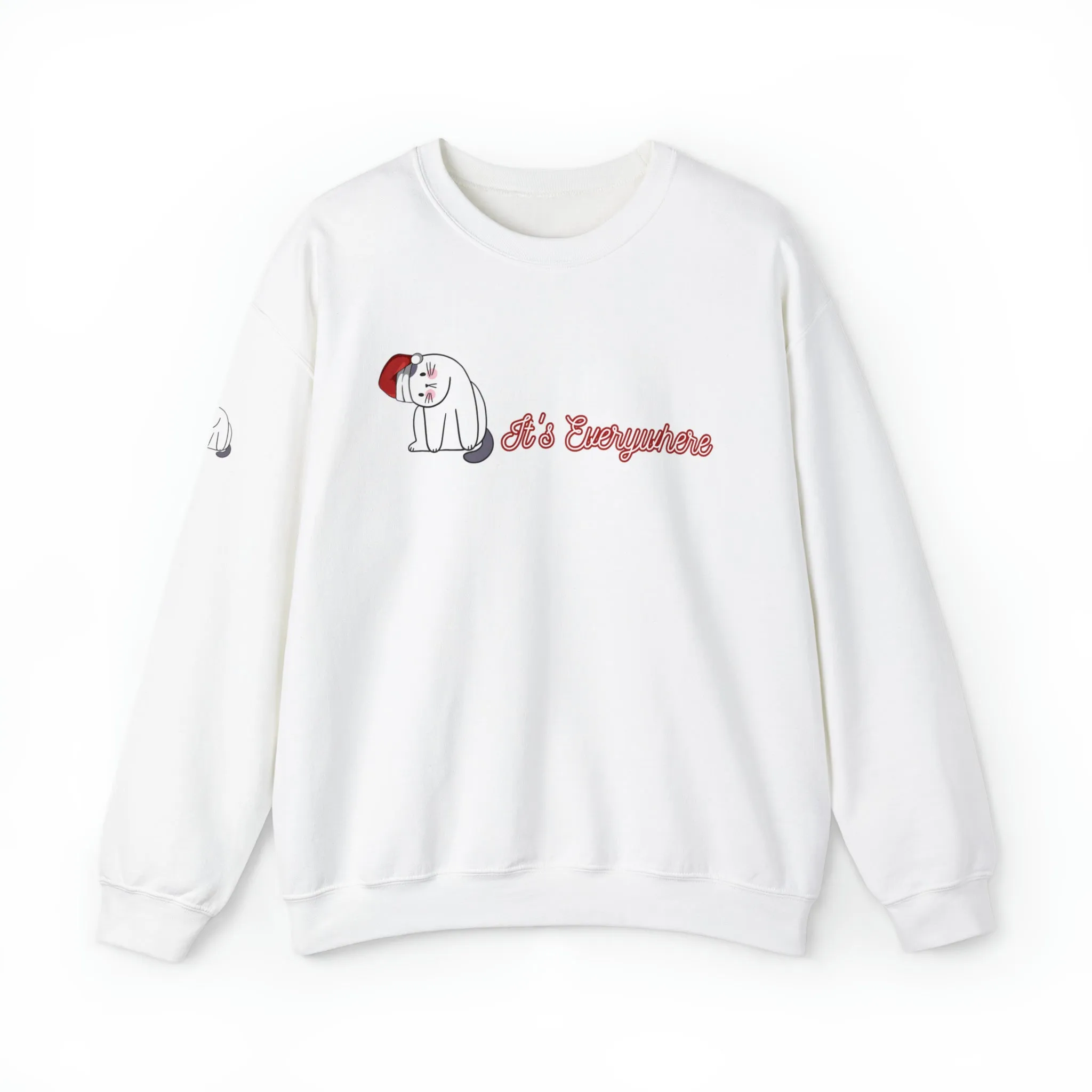 Embrace the Absurdity: Christmas Cat Women's Sweatshirt with Unique Arm Detail