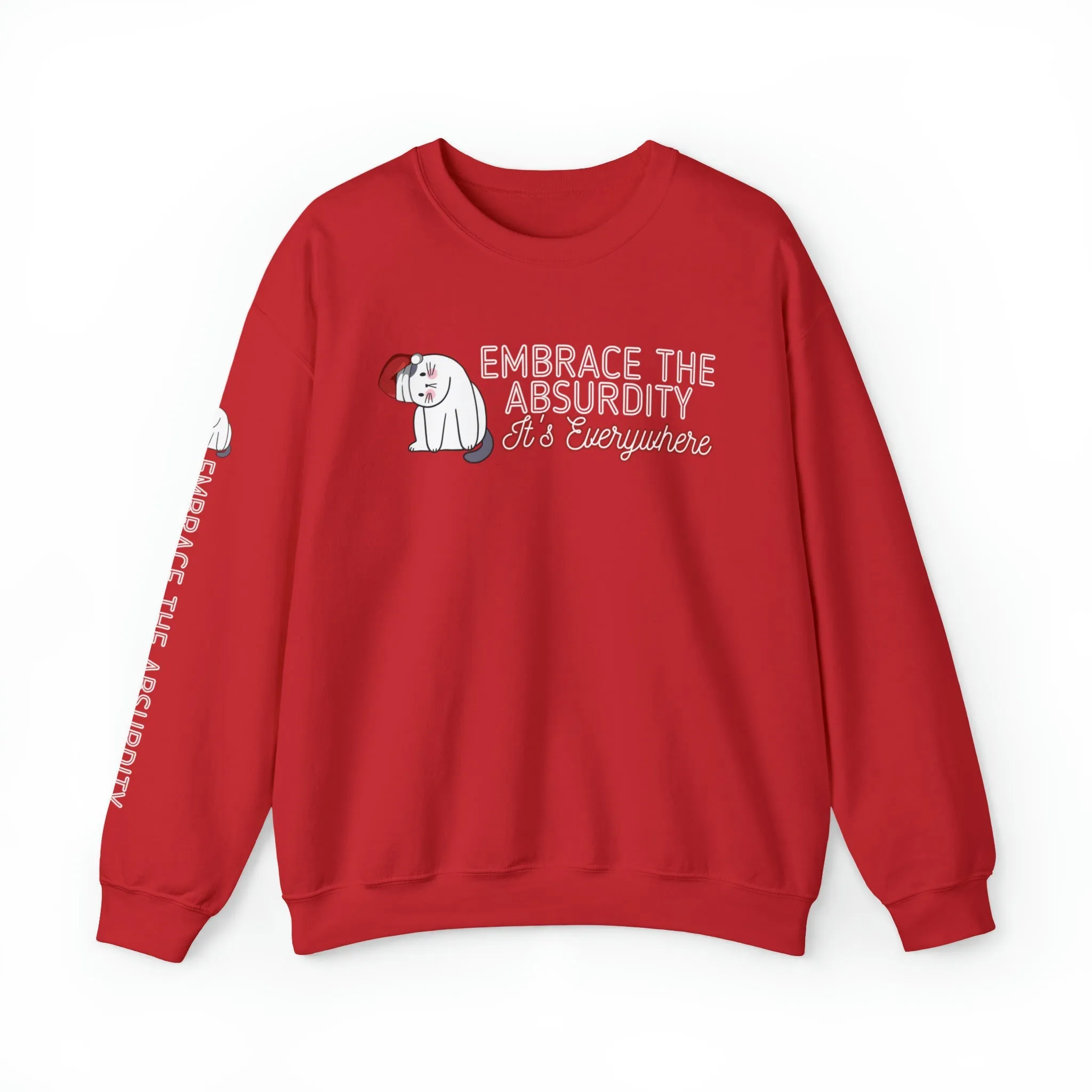 Embrace the Absurdity: Christmas Cat Women's Sweatshirt with Unique Arm Detail
