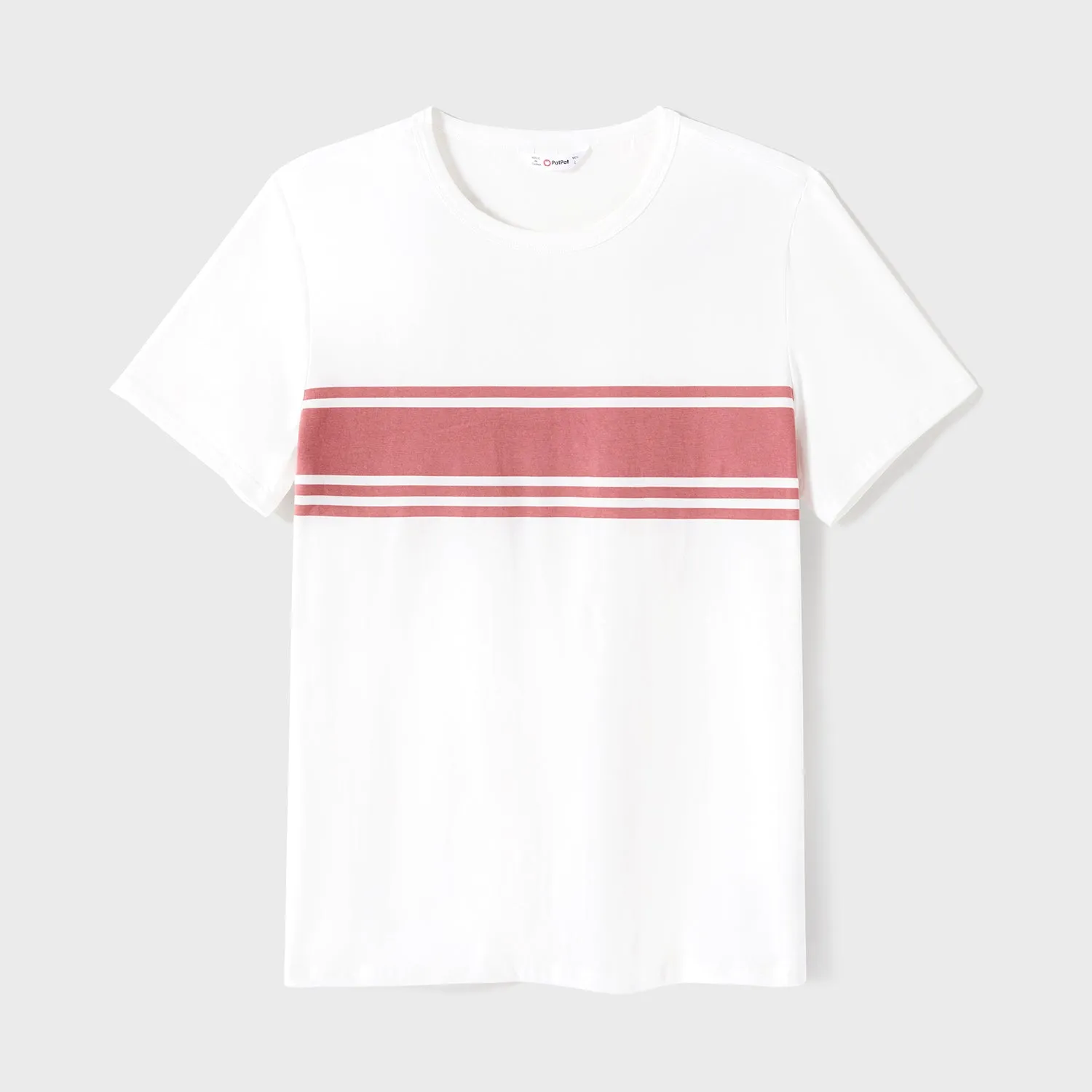 Family Matching Cotton Short-sleeve Striped T-shirts and Polka Dot Print Halter Ruffle Trim Dresses Sets