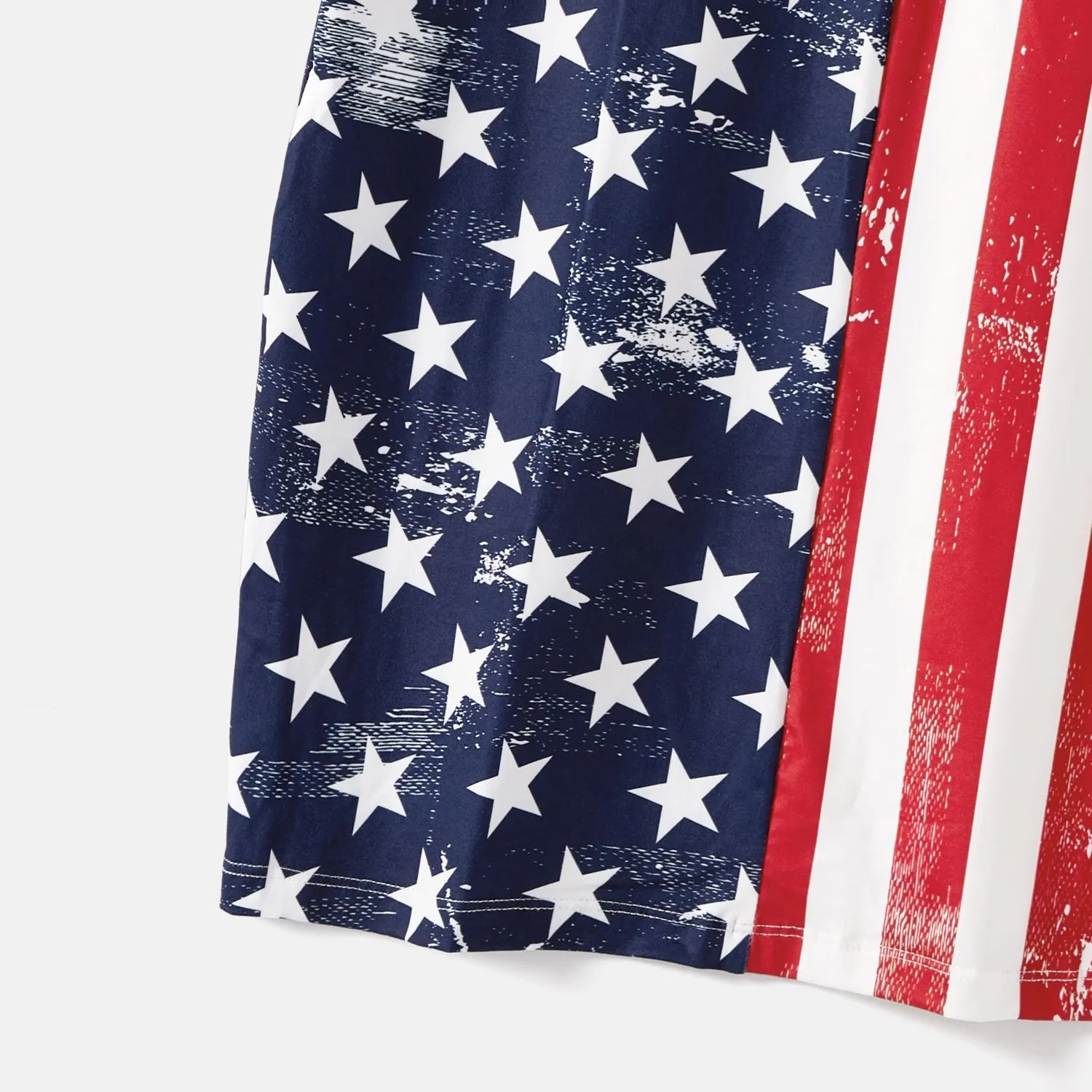 Independence Day Mommy and Me Star & Striped Print Spliced Off Shoulder Short-sleeve Bodycon Dresses