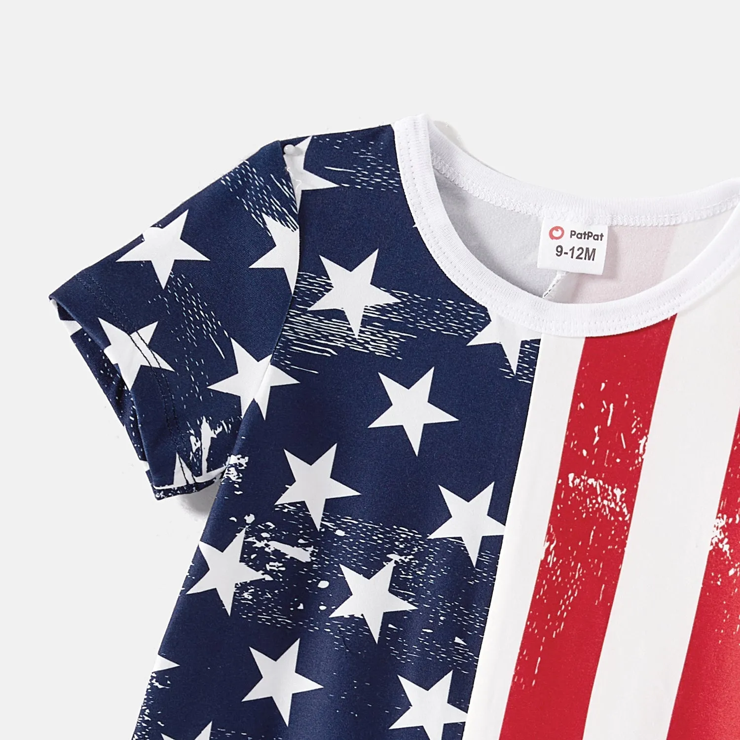 Independence Day Mommy and Me Star & Striped Print Spliced Off Shoulder Short-sleeve Bodycon Dresses