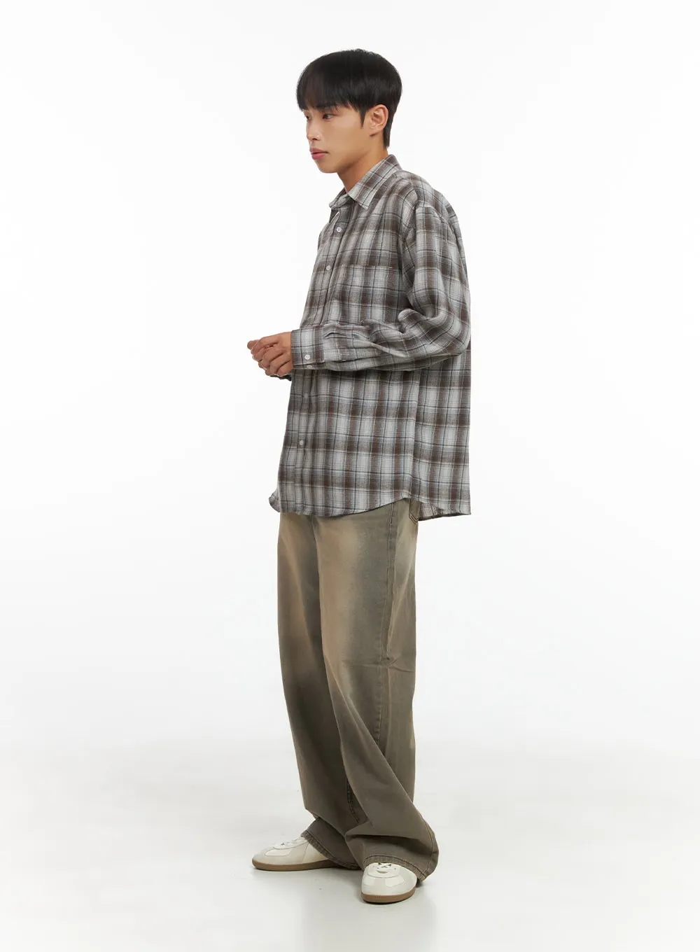 Loose-Fit Buttoned Check Shirt CO410
