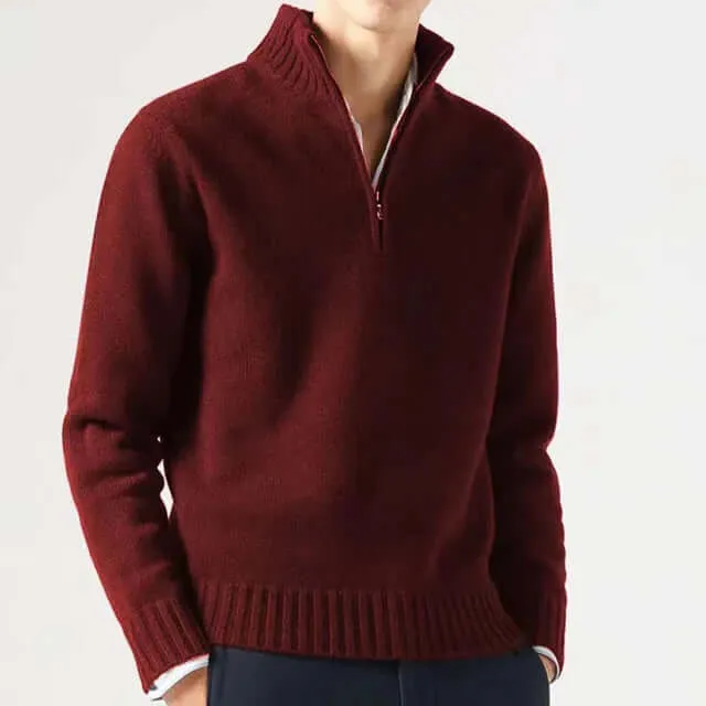 Men's Half-Zip Warm Sweater: Stylish & Comfortable Knitwear
