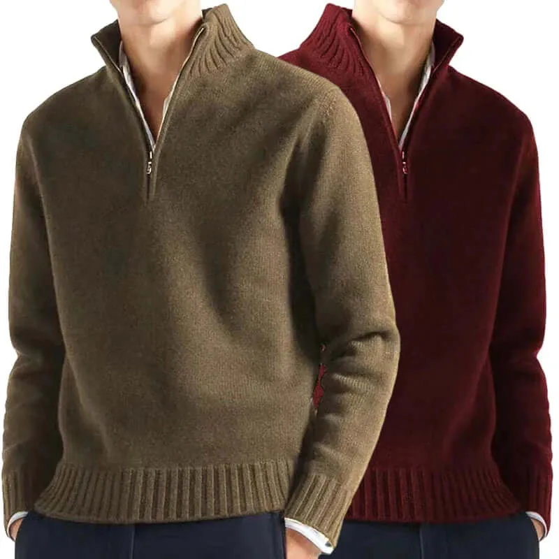 Men's Half-Zip Warm Sweater: Stylish & Comfortable Knitwear