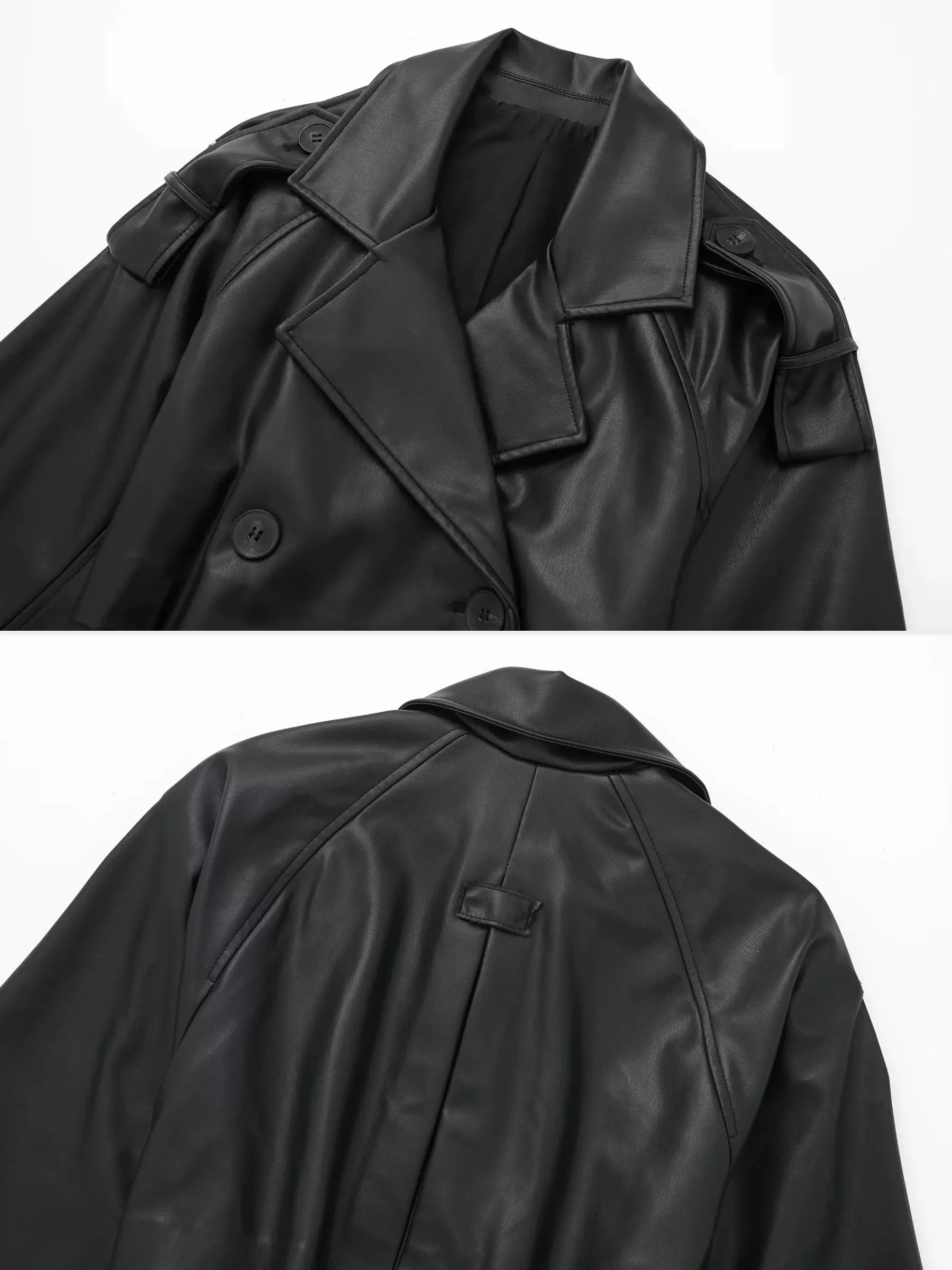 Mera Oversized Faux Leather Trench Coat