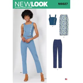 New Look Sewing Pattern N6627 - Misses' Top, Skirt and Trousers