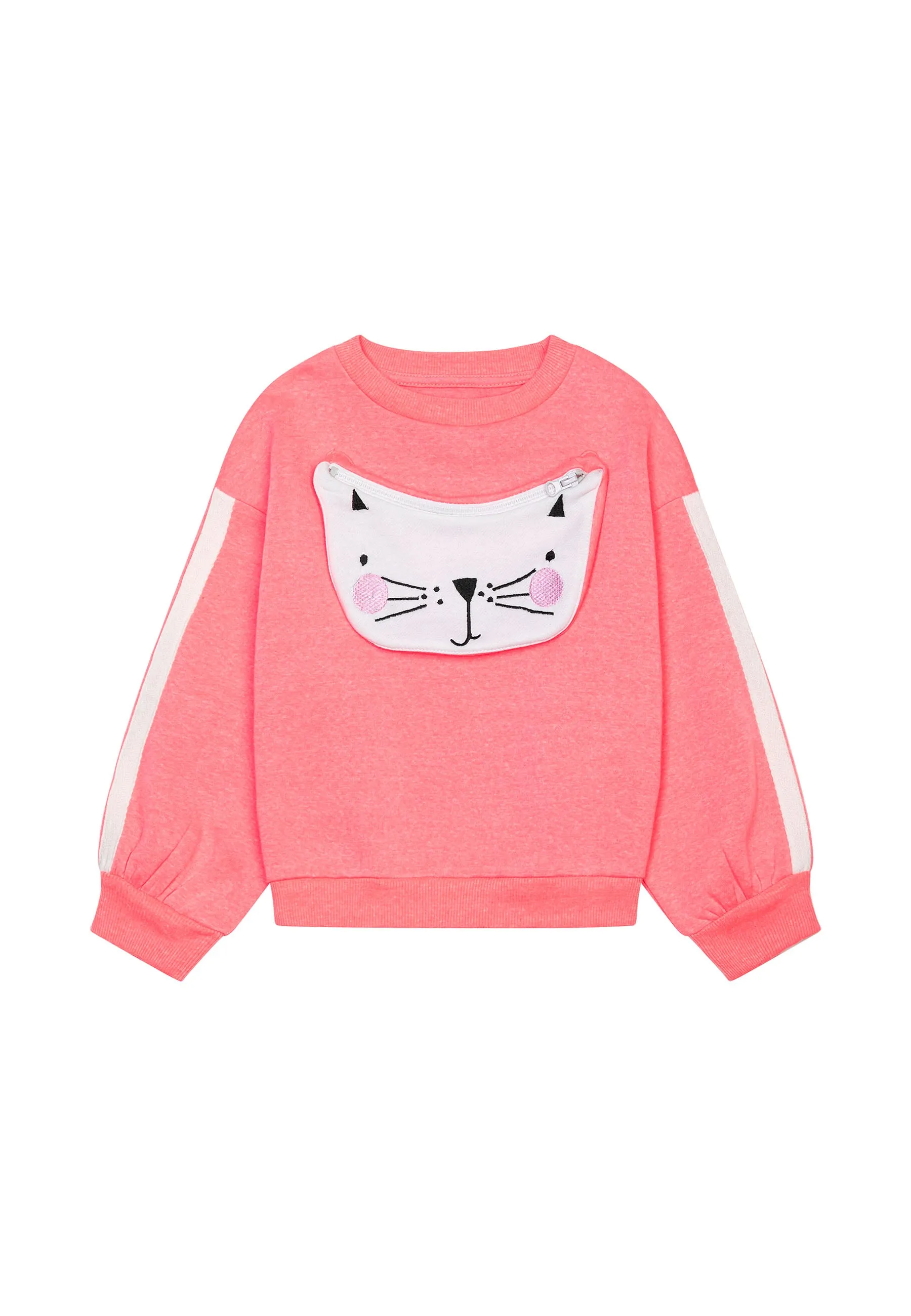 Pink Kitty Fleece Jumper with Novelty Pocket