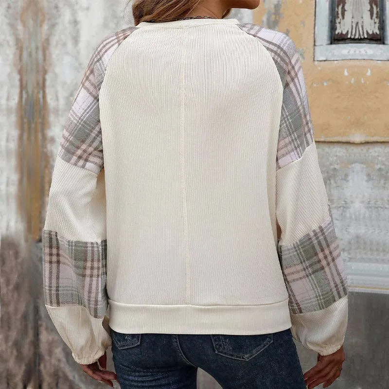 Plaid Pullover Loose Top
