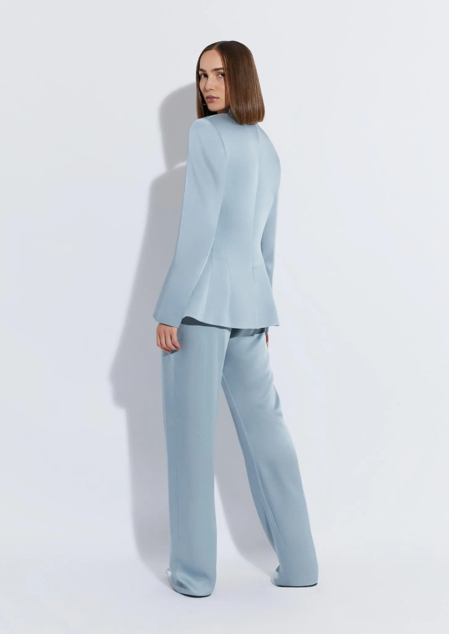 Satin Broad Shoulder Blazer