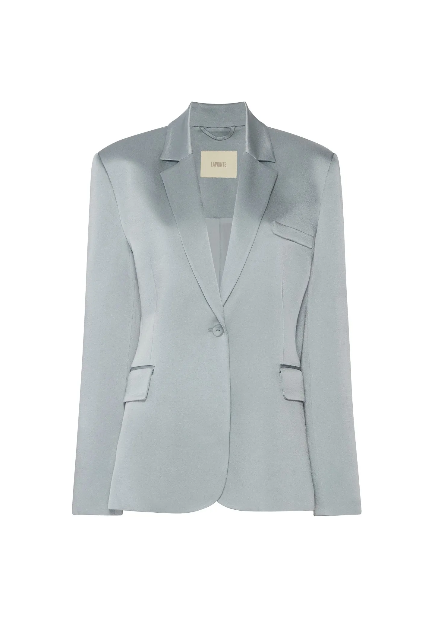 Satin Broad Shoulder Blazer