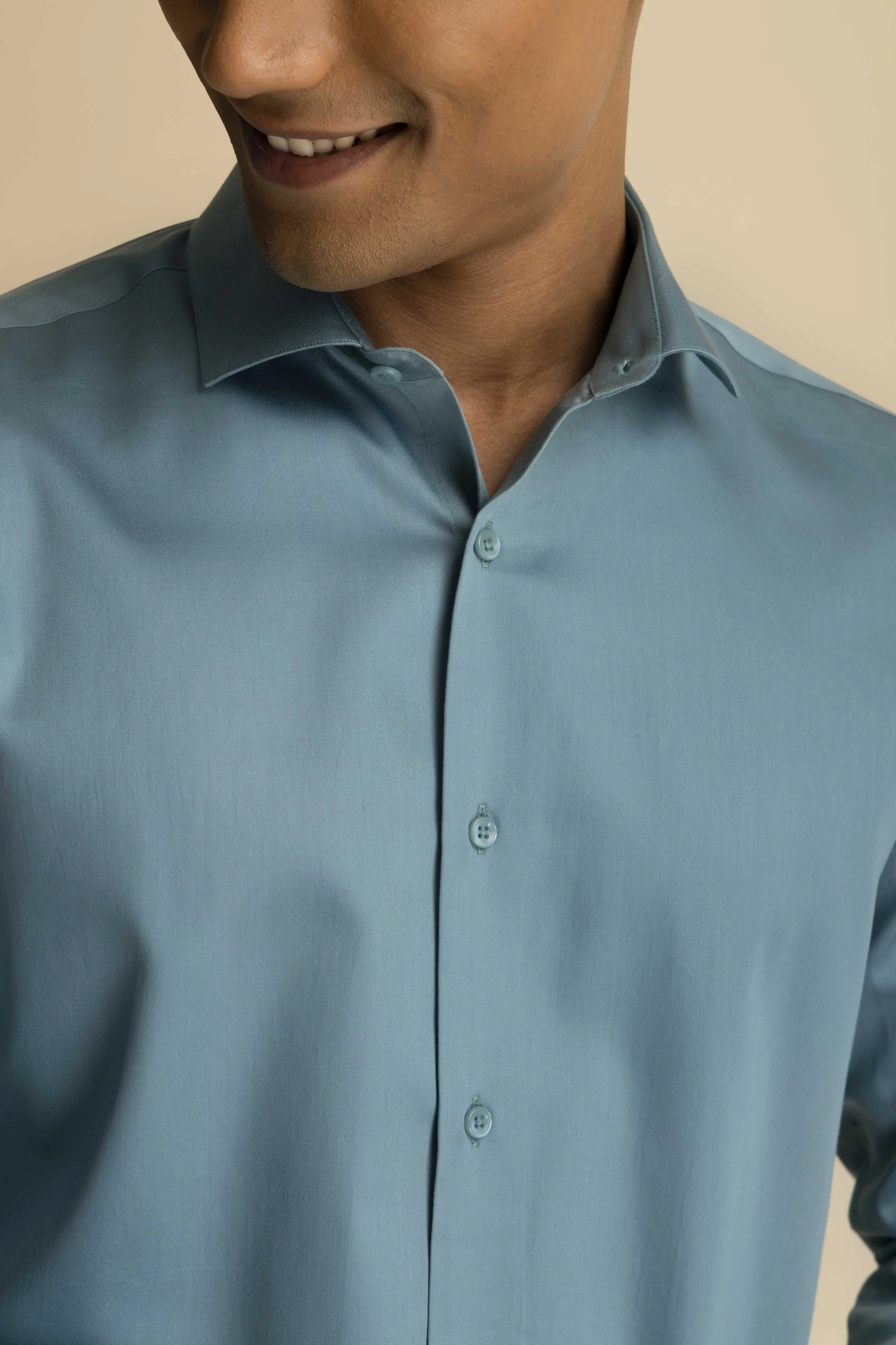 Turquoise Sateen Shirt