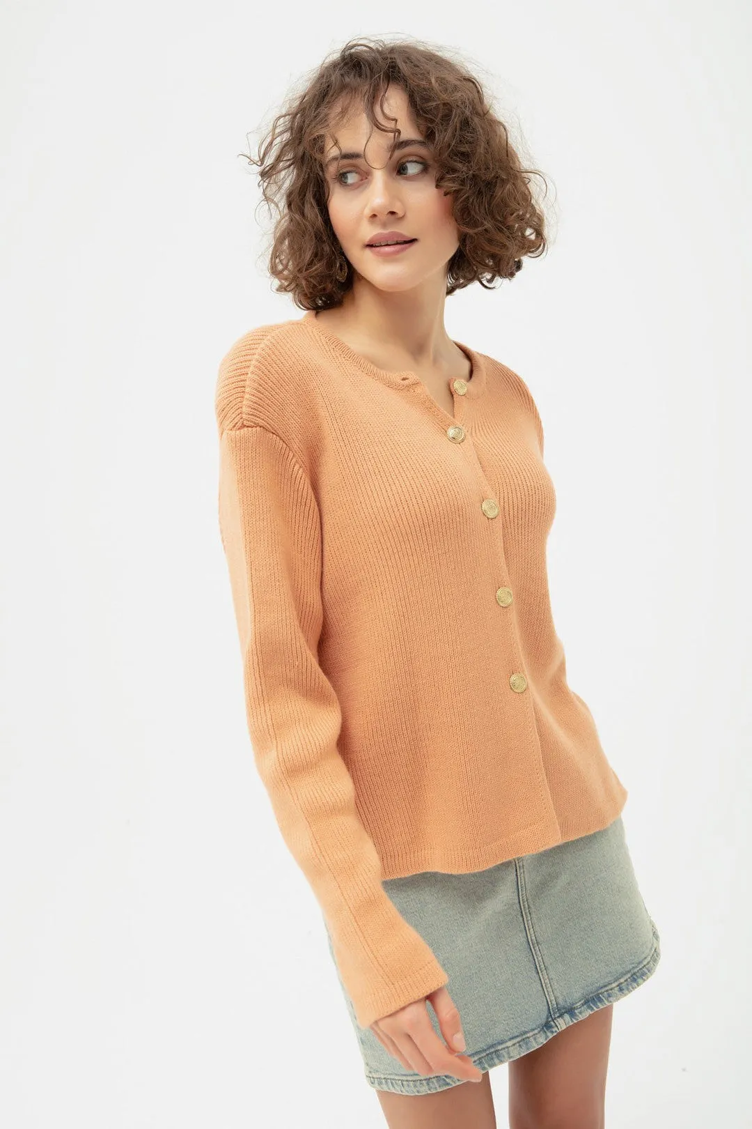 Woman Gold Buttoned Homeland Cardigan