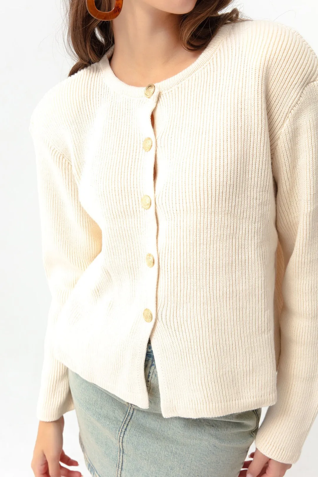 Woman Gold Buttoned Homeland Cardigan
