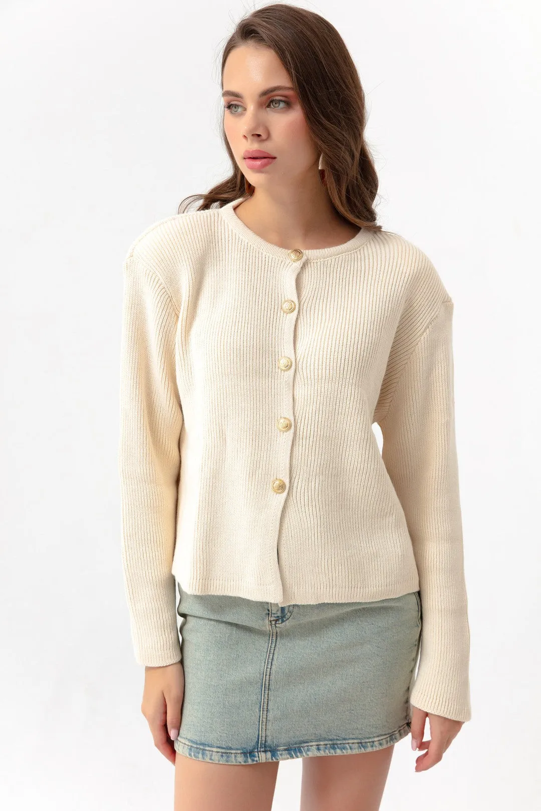 Woman Gold Buttoned Homeland Cardigan