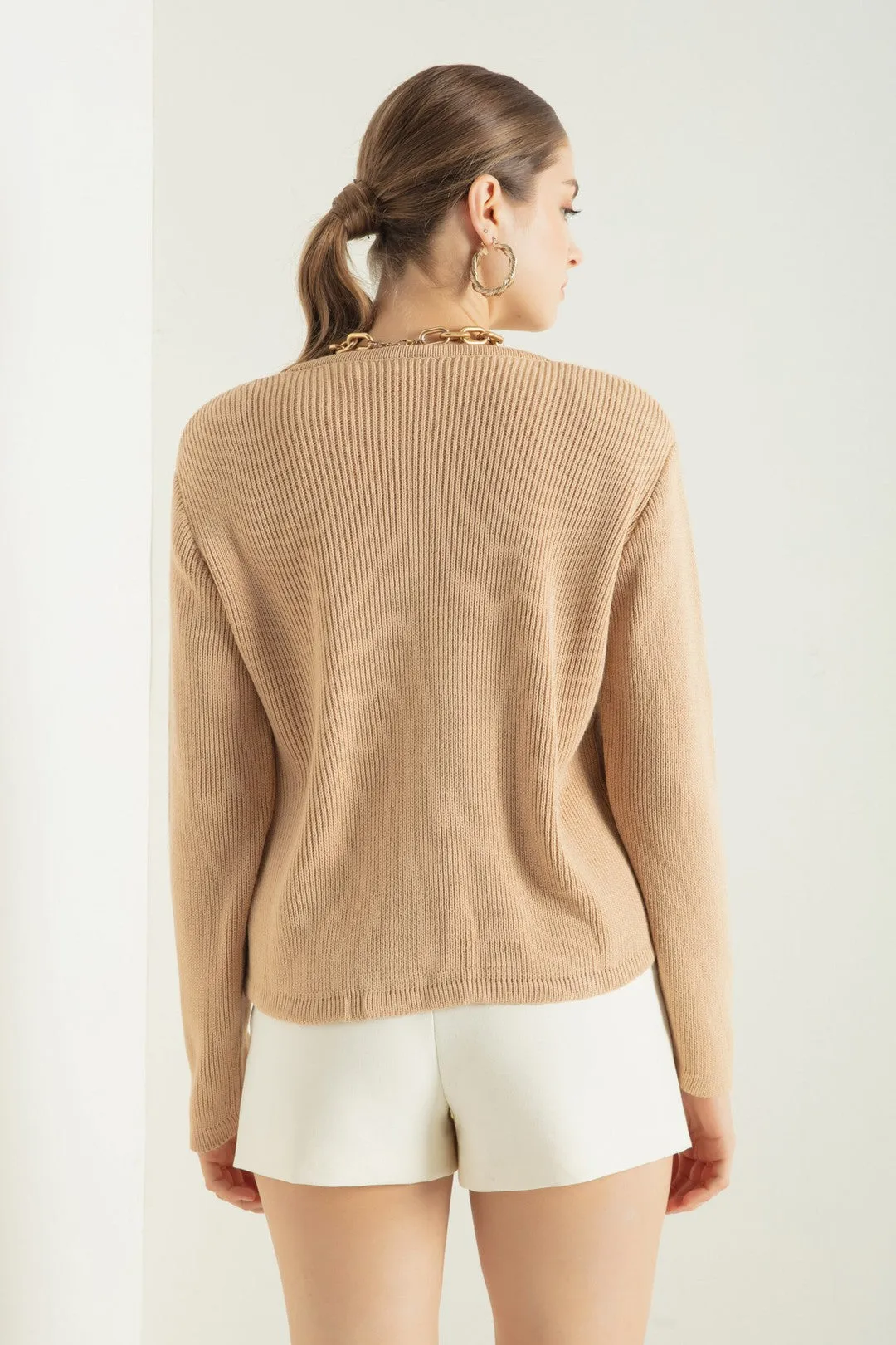 Woman Gold Buttoned Homeland Cardigan