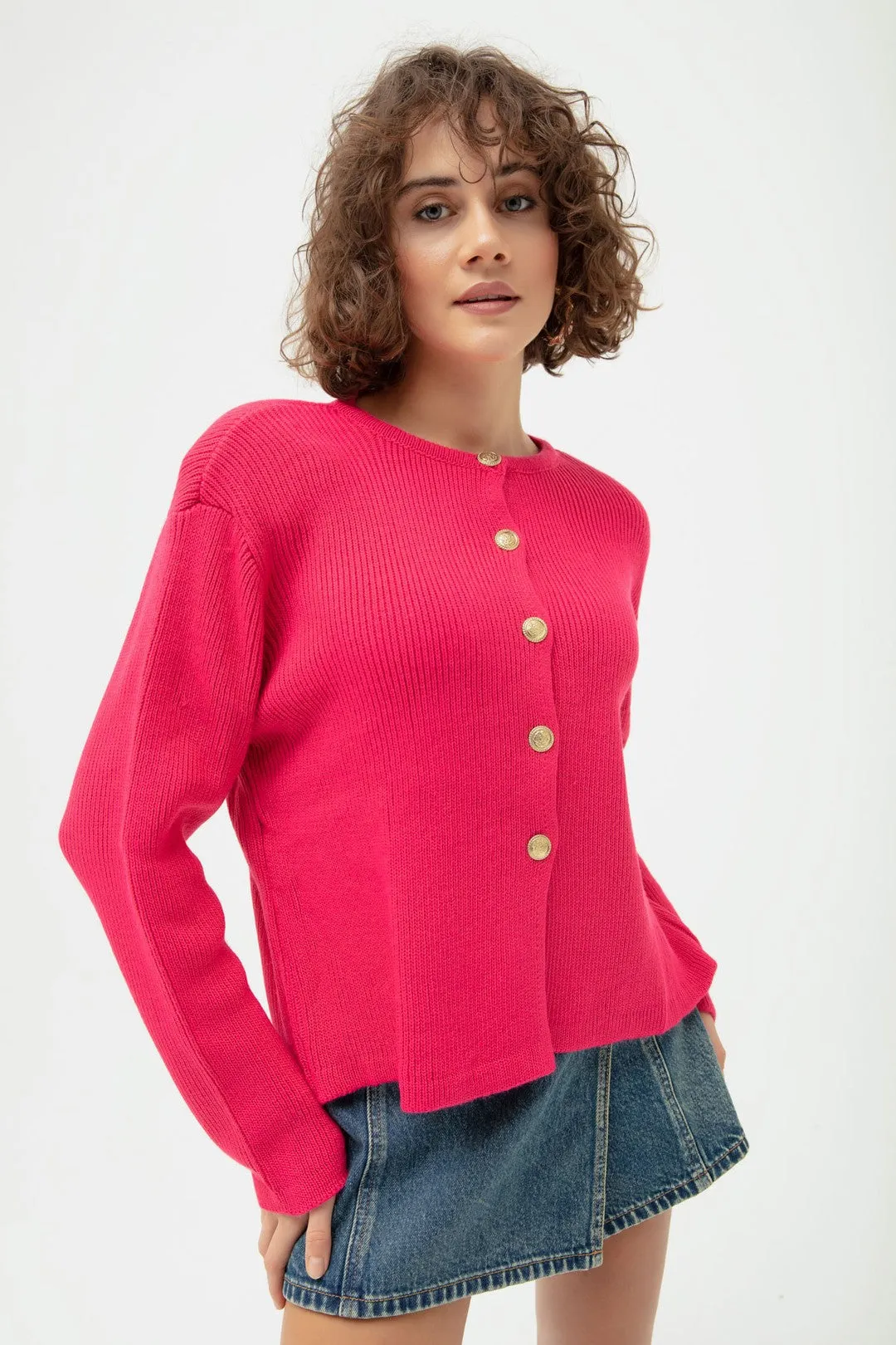 Woman Gold Buttoned Homeland Cardigan