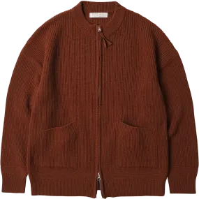 Wool Deck Zip Up Cardigan - Brick