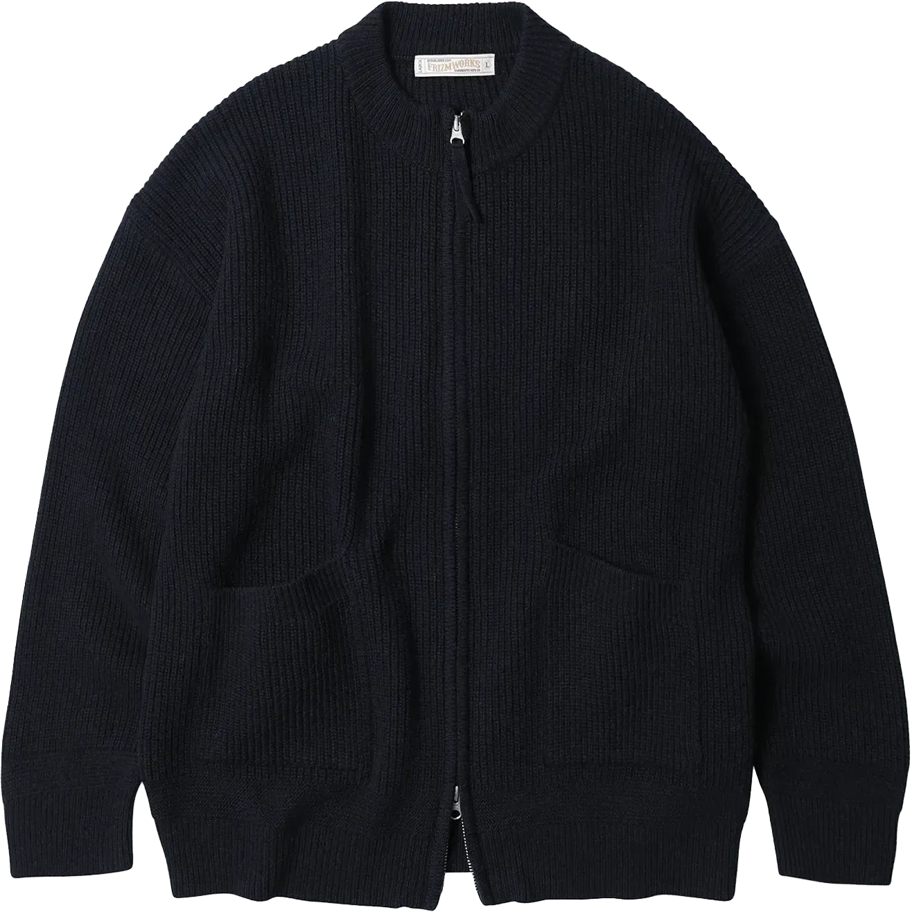 Wool Deck Zip Up Cardigan - Navy