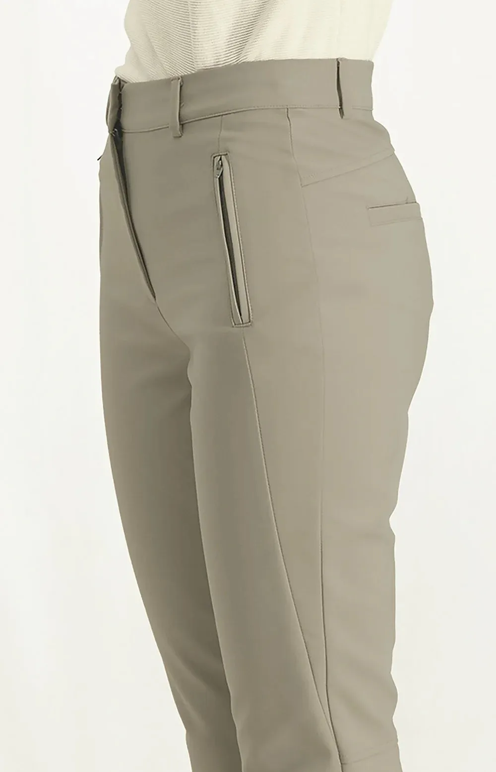 YAYA Slim Fit Trouser W Fancy Seams Winter Twig Beige